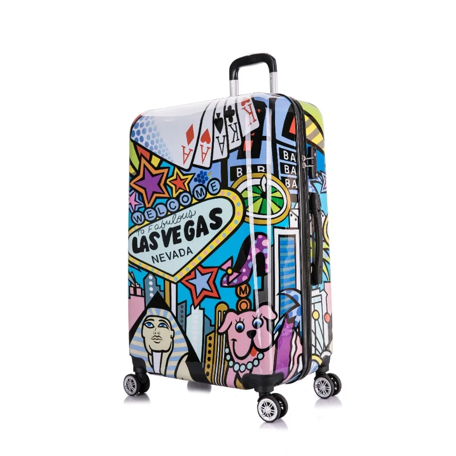

Print 28" Hardside Lightweight Luggage with Spinner Wheels Handle and Trolley Las Vegas
