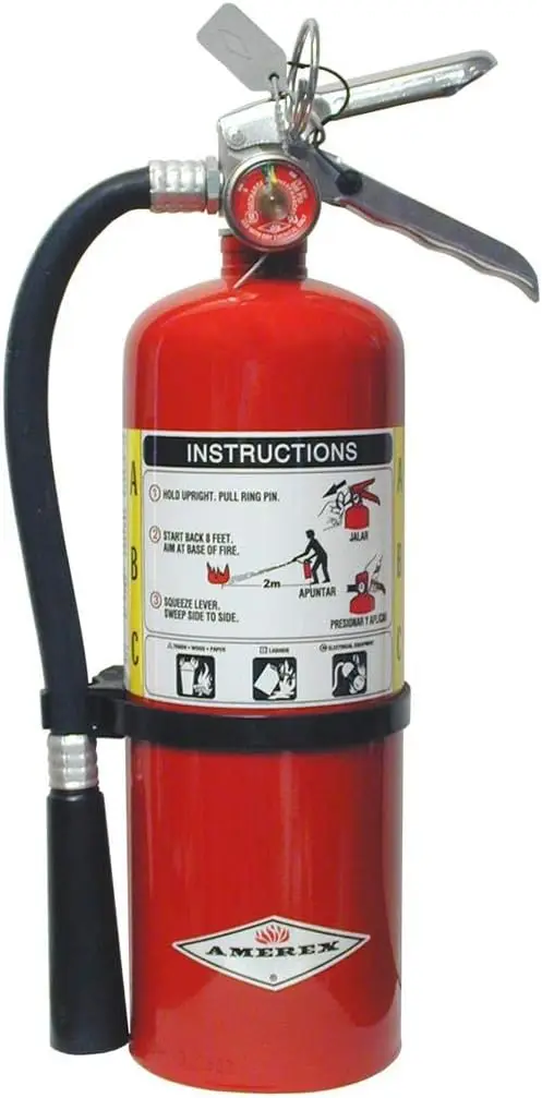 

5 lb ABC Dry Chemical Fire Extinguisher with 2A:10B:C Rating, 14-Second Discharge, and 12-18 ft Range for Home and Office Safety