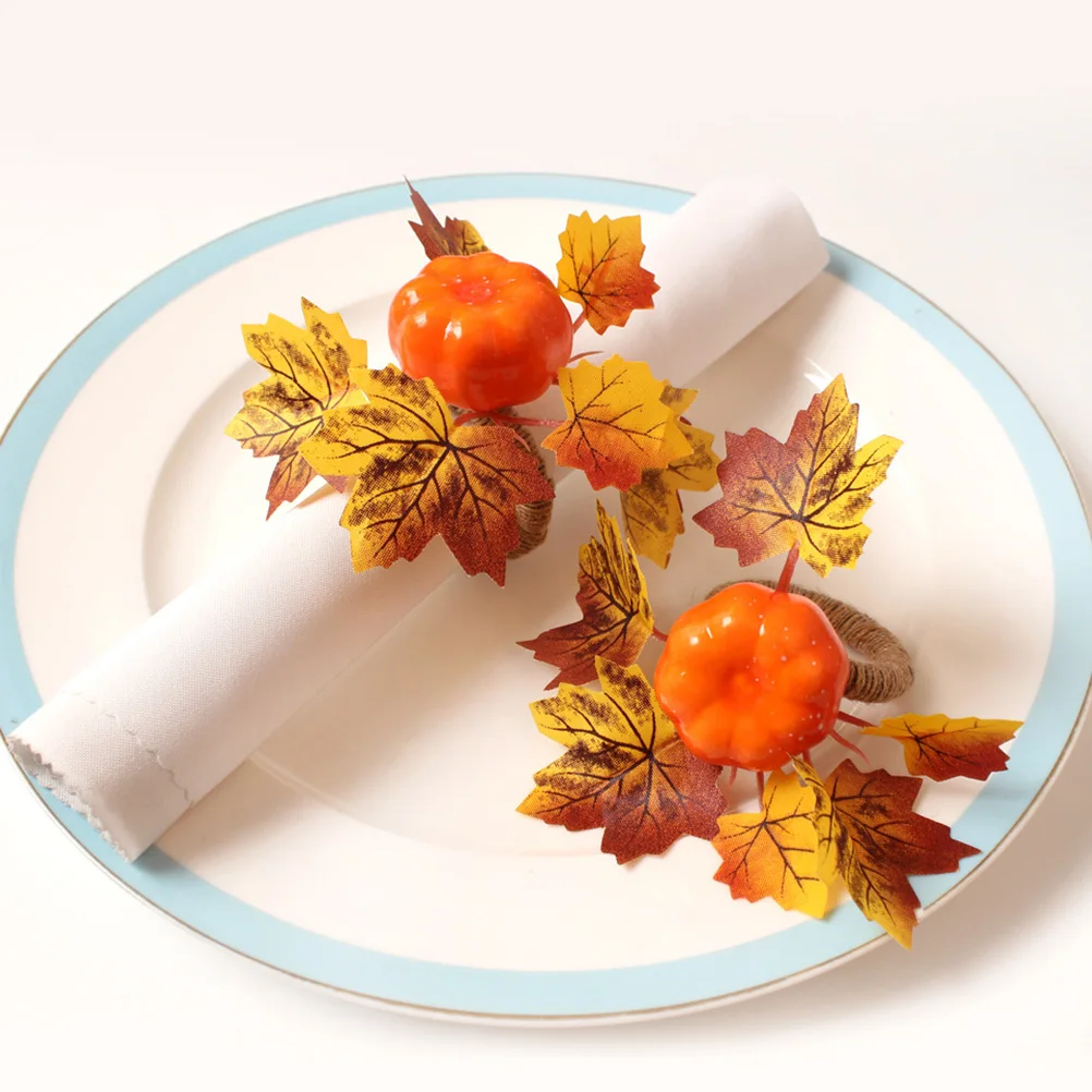 

6 Pcs Pumpkin Napkin Rings Elegant Thanksgiving Decor Fall Party Favors Festive Cloth Holders Kitchen Accessories