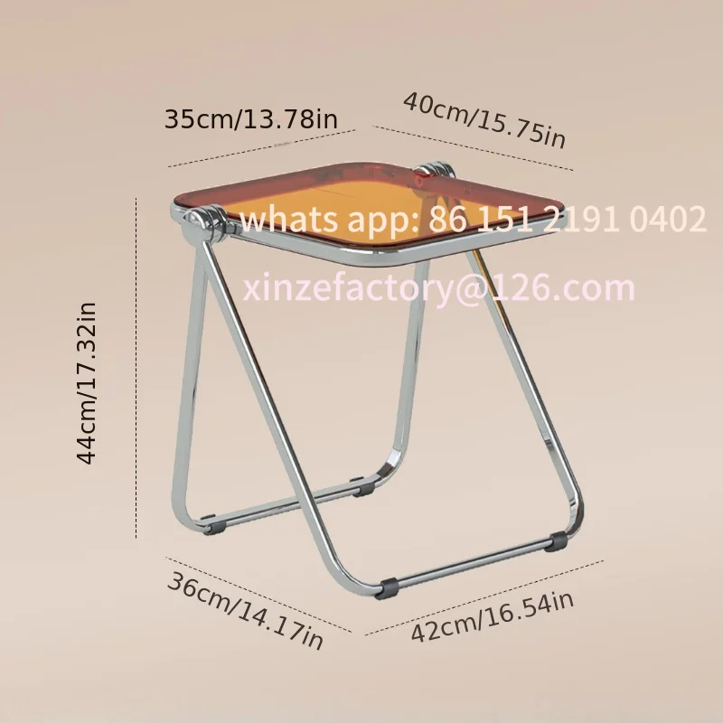 

Customizable Transparent Folding side table Modern Coffee Table with Metal Frame, Ideal for Living Room Compact