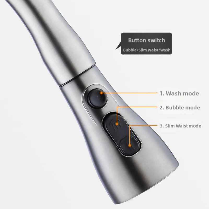 Mermaid Design Pull-Out Kitchen Faucet Splash-Proof Swivel Sink Hot/Cold Faucet Copper & Alloy Optional for Kitchen Sink