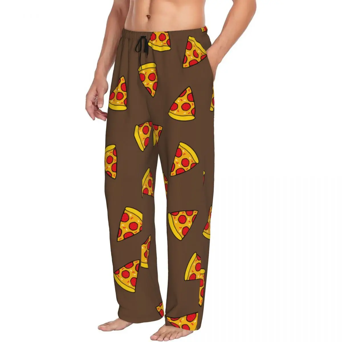 Funny Pizza Piece Men's Casual Pajama Sleeping Pants Lounge Loose Trousers Comfortable Nightwear