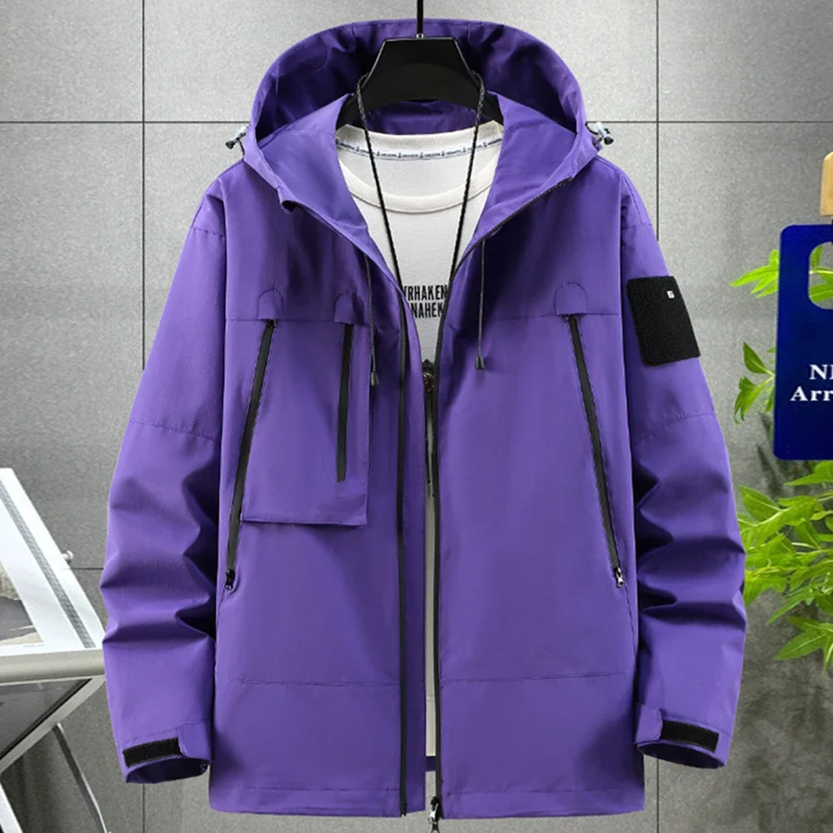 Wasserdichte Windjacke Jacke Männer 10XL Plus Größe Camp Jacke Cargo Mantel Mode Lässig Einfarbig Jacken Männlich Große Größe 10XL