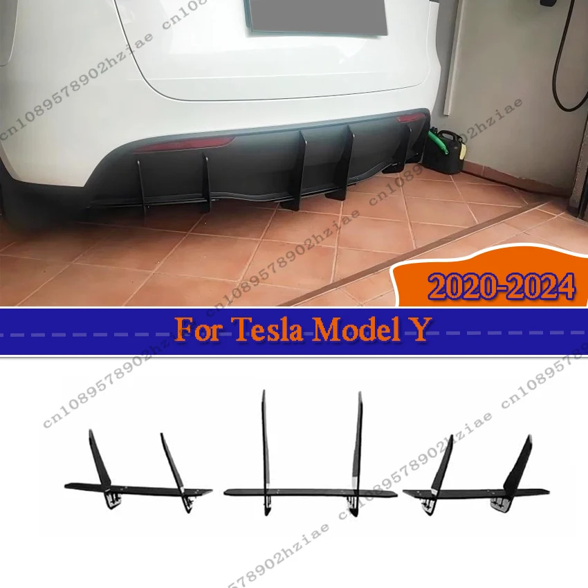 

6 Fish Fins Rear Bumper Lip Splitters Diffuser Rear Side Splitters Body Kits For Tesla Model Y 2020-2024 Rear Lip Spoiler Tuning