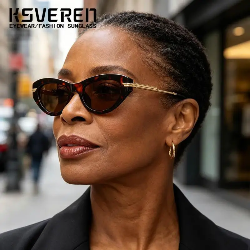 New Small Frame Cat Eye Brown Reading Glasses Women Fashionable Anti Blue Light Presbyopic Lenses Optional Prescription Eyewear