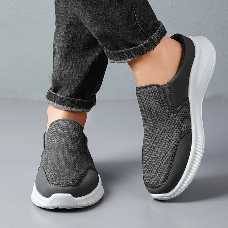 Pull-on dual wear breathable grid knit walking mules, integrated elastic side gore panel, rib segmented full white footwear view 5