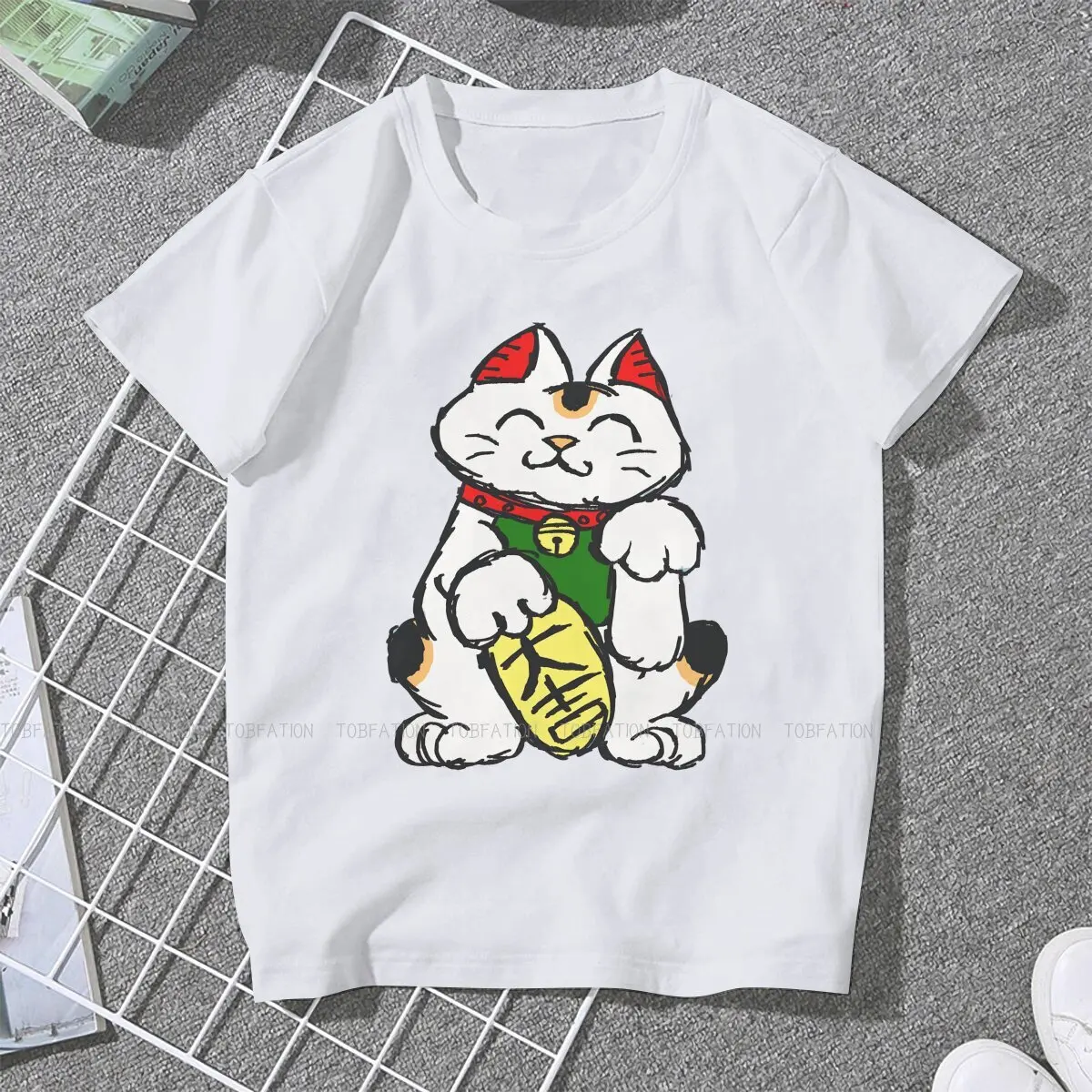 Lucky Cat Women T Shirt Sketchy Classic Female Tops Harajuku Kawaii Tees Ladies 5XL Oversized Tshirt