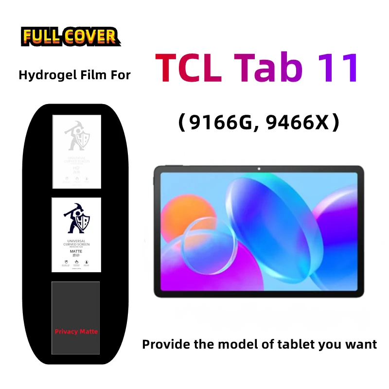 

2pcs Matte Tablets Hydrogel Film For TCL Tab 11 HD Screen Protector For TCL Tab 11 9166G, 9466X Anti Spy Protective Film