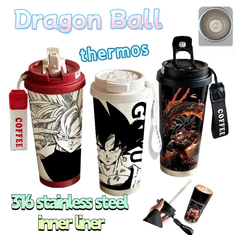 Taza aislante Dragon Ball, bonita y elegante, taza de café portátil de acero inoxidable para hombres y mujeres, regalo de cumpleaños para amigos