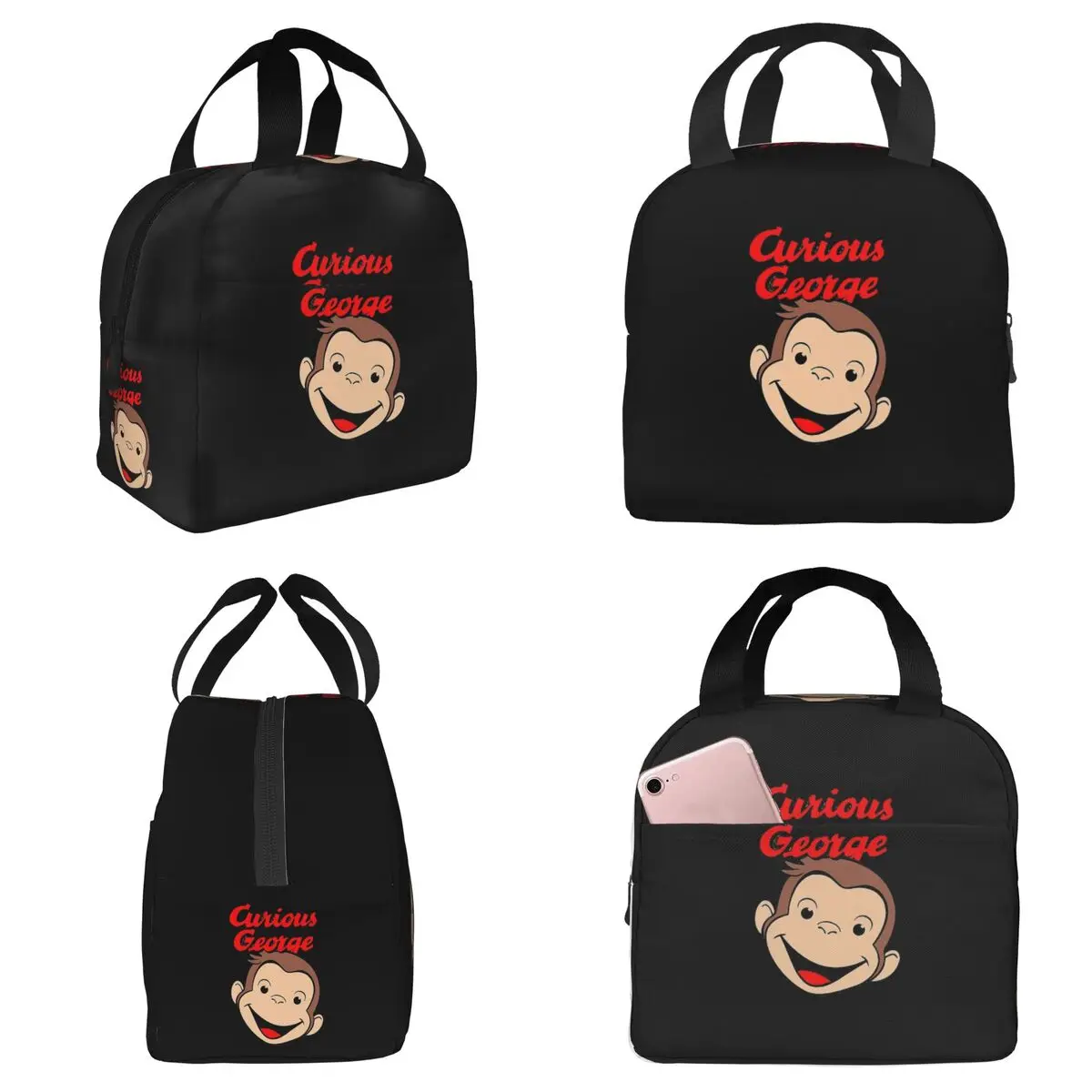 Curious George Insulated Lunch Bag for Kids School Cooler Thermal Food Box Tote Leakproof Lunch Boxes Container