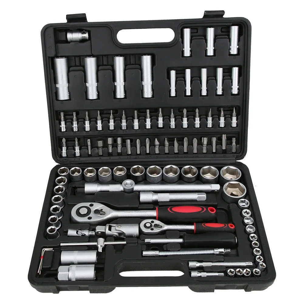 

Wrench Socket Screwdriver Tool Set Kit Mechanics 1/2 1/4in with Case Ratchet Wrench Set Screwdriver Tool Set