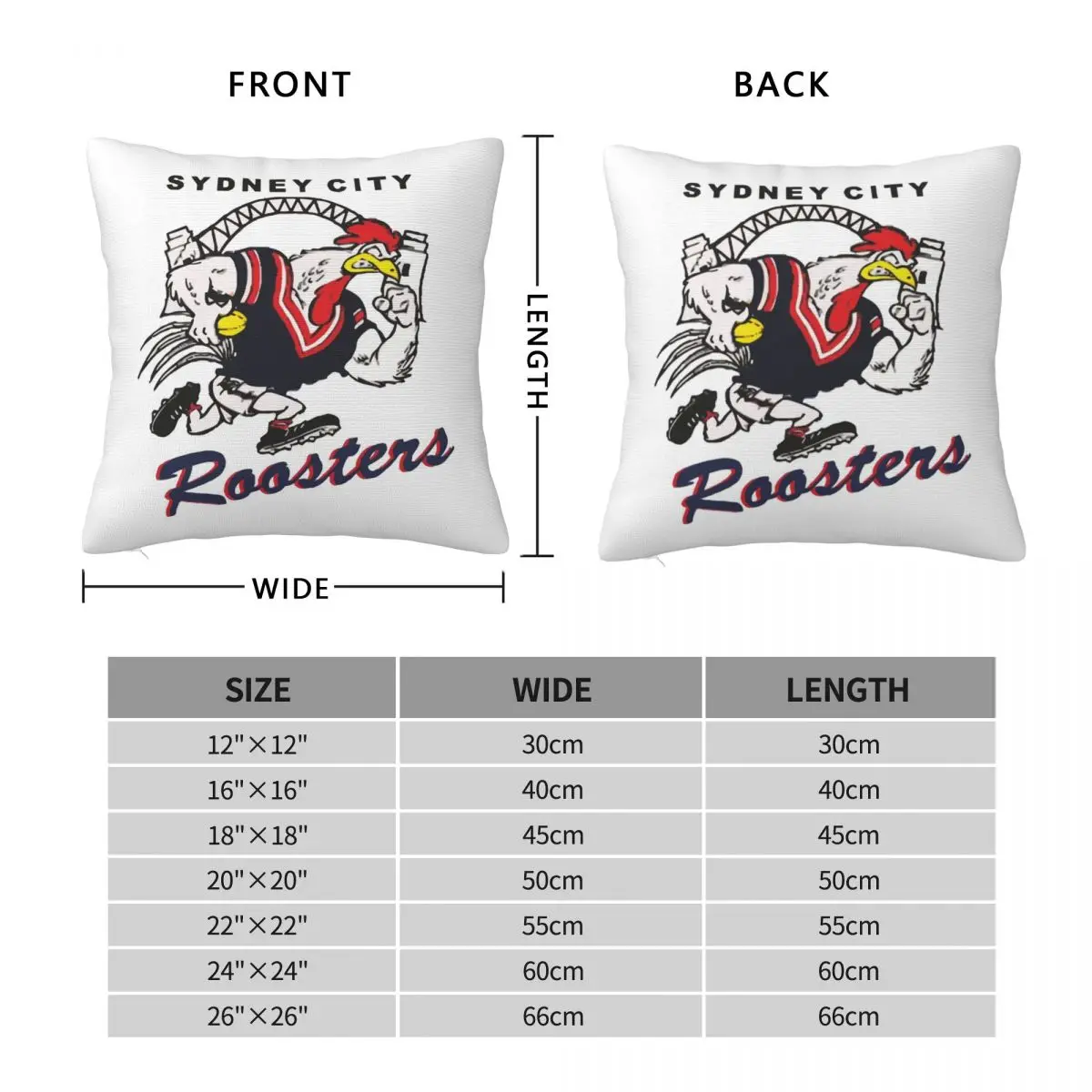 Roosters-sydney City Pillowcase Polyester Linen Velvet Printed Zip Decor Throw Pillow Case Bed Cushion Cover