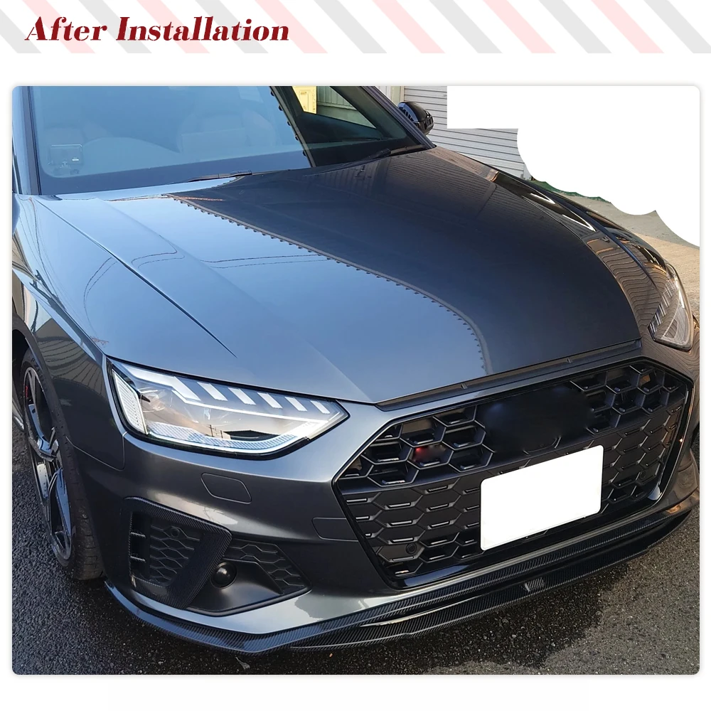 Car Front Bumper Canards Fog Lamp Covers Trims for Audi A4 S Line S4 B9.5 Sedan 2020 2021 Car Front Fog Light Frame Carbon Fiber