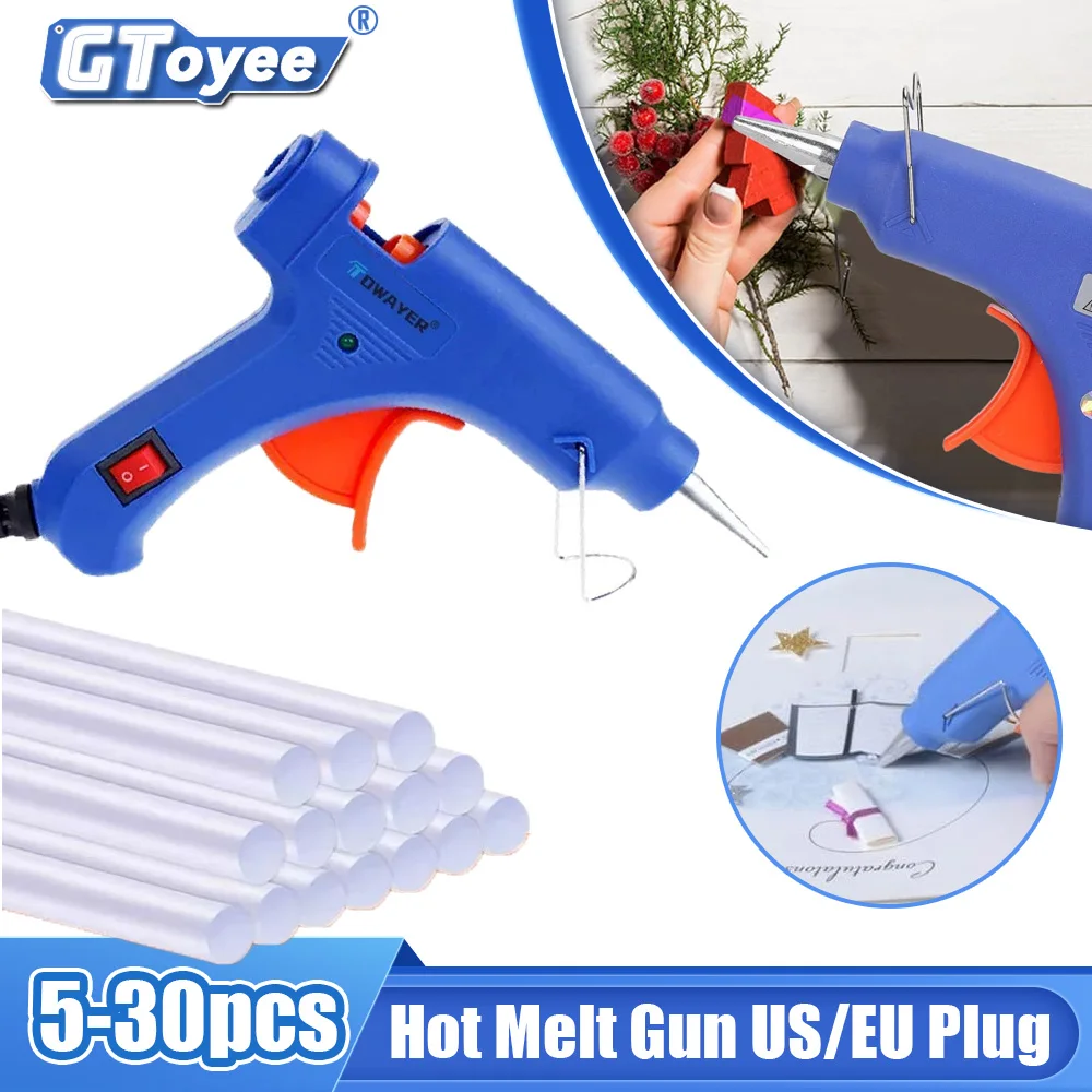 

Hot Melt Glue Gun with 7mm*100m Glue Sticks 20W Electric Mini Household Heat Temperature Thermo Tool Handmade Tools US/EU Plug