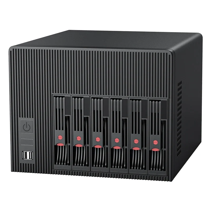 Nas N100 Truenas Freenas Omv 6-Bay Netwerkopslagserver N100 Cpu 2.5-Inch 3.5-Inch Sata Hdd/Ssd 4X2.5G Lan 1264np