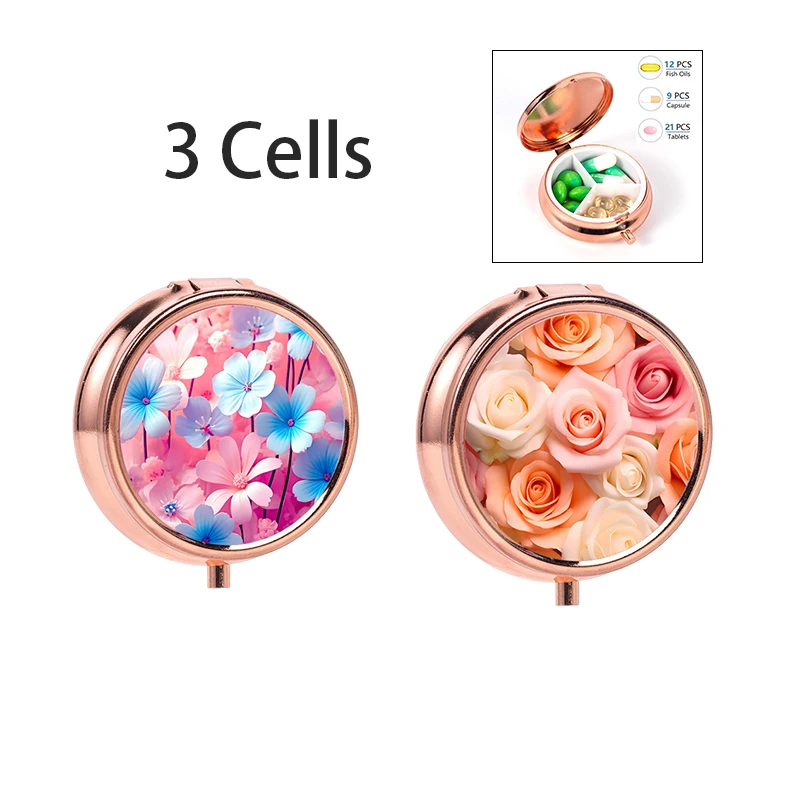 1Pcs 3 Cells Metal Pill Boxes Round Pill Boxes Medicine Organizer Container Medicine Case Splitters Pill Candy Box