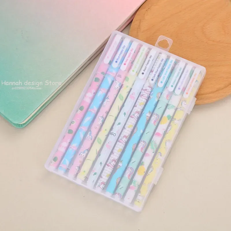 1Set /10Pieces Colorful Colored Gel Pen Animal Starry Star Text Marker Floral Stationery Office School Supplies Gift With Box