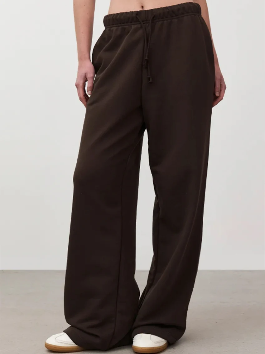 Parc Fee Spring Loose Gray Women's Pants Fashion Mid Waist Wide Trousers Elegant Classic Solid Pants Female Clothing Streetwear