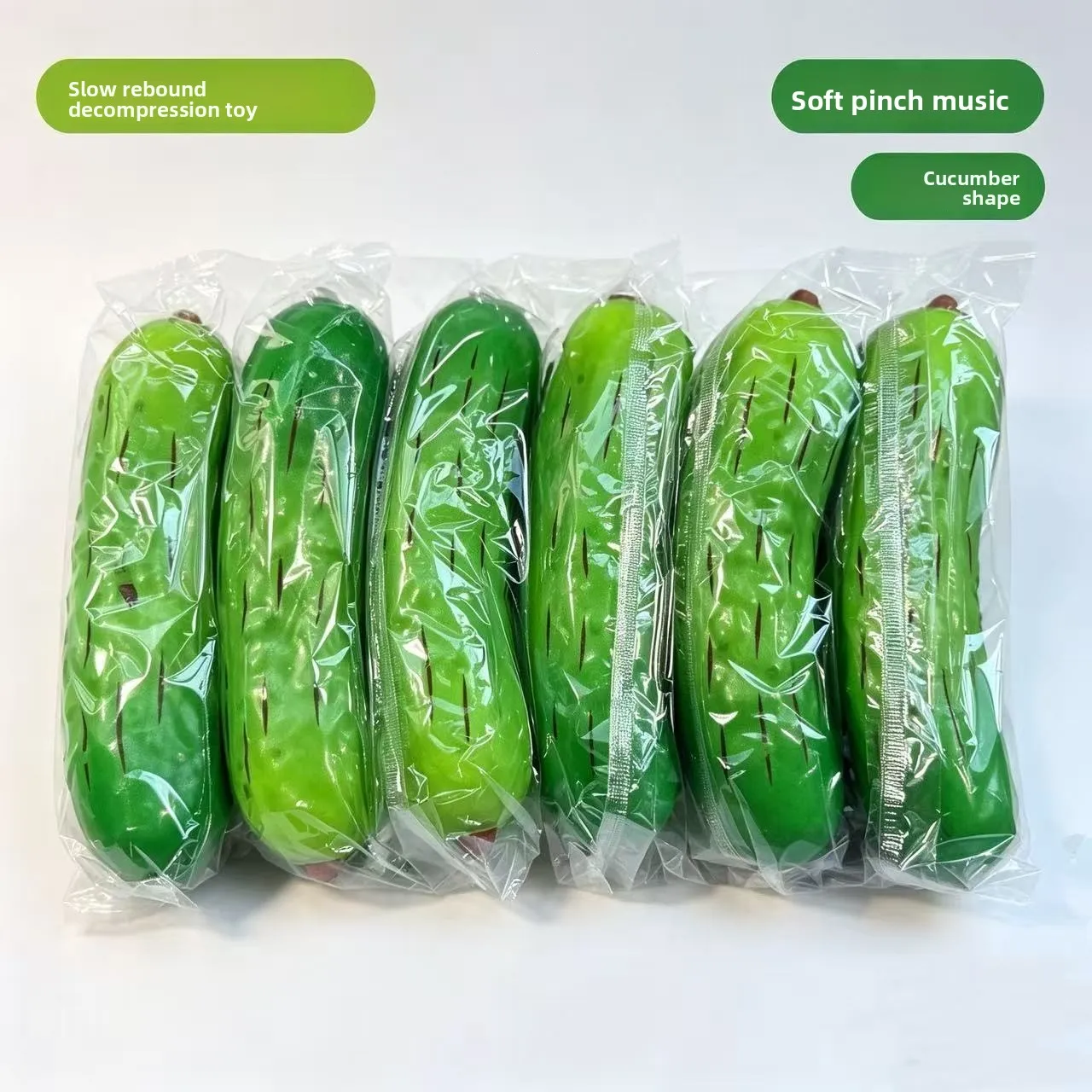 Hot Selling PU Slow Rising Squishy Toy Realistic Cucumber Fruit Squeeze Stress Relief Decompression Fidget Toy Prop Model
