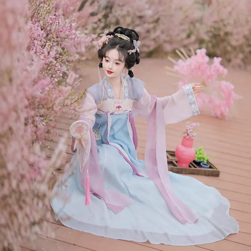 Hanfu women's Tang-made skirt, restored chest-length broken skirt, daily ancient style 2025 spring and summer
