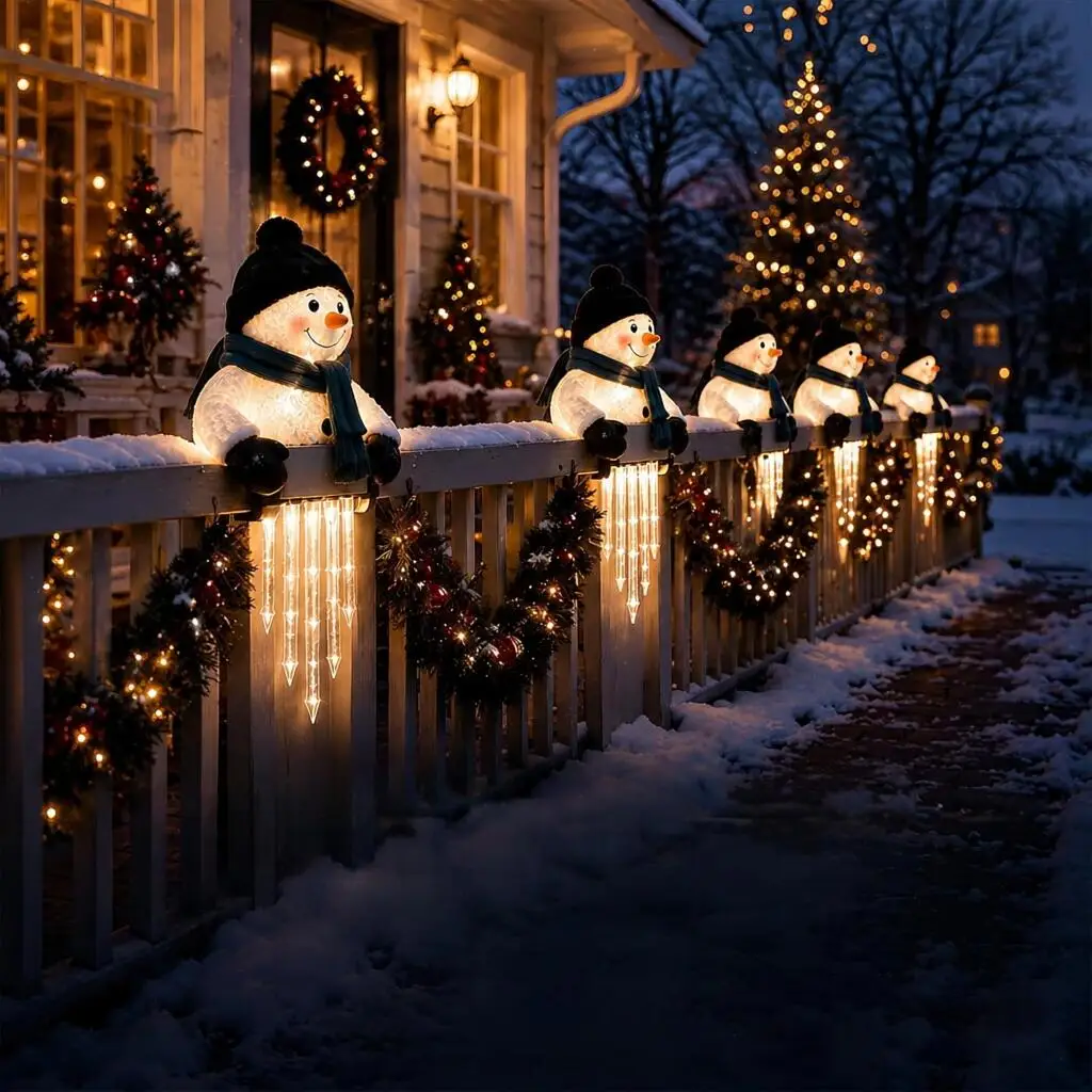 Christmas Snowman Icicle Decorative Lamp, Bell Floor Lamp, Star Waterfall Outdoor Garden Lamp,Festive Atmosphere Decorative Lamp