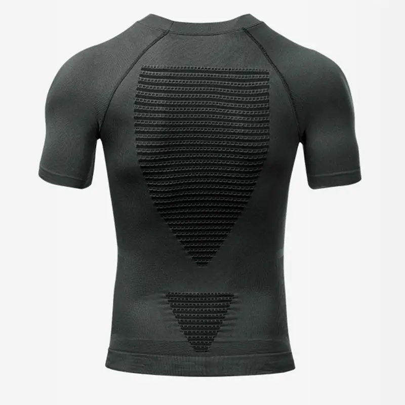 Professional sportswear high stretch running moisture absorption speed dry seamless compression clothes with air holes t-shirt