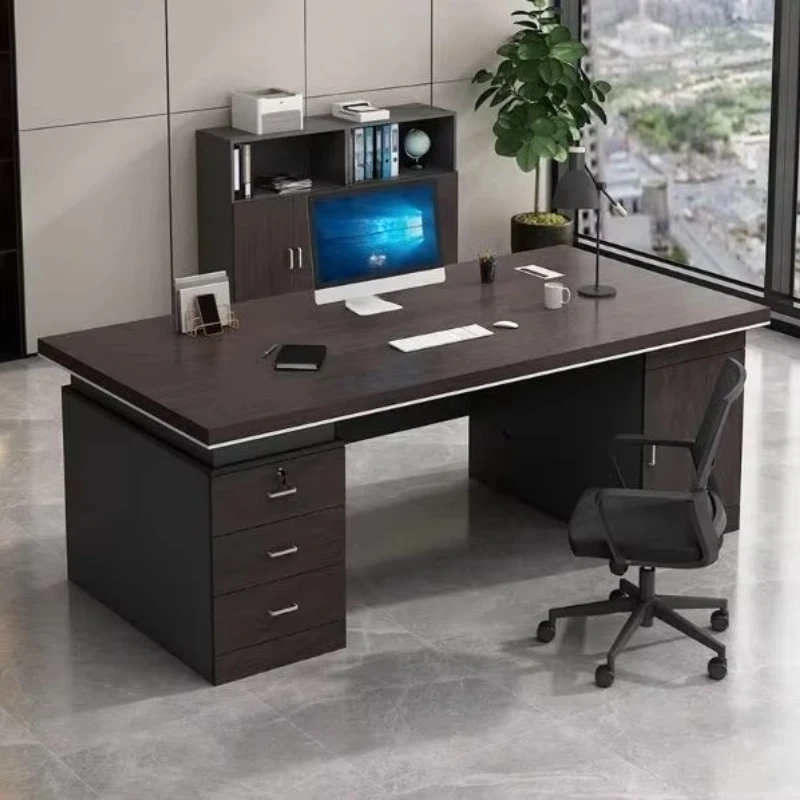 Luxury modern executive desk with side cabinets, modern corporate furniture