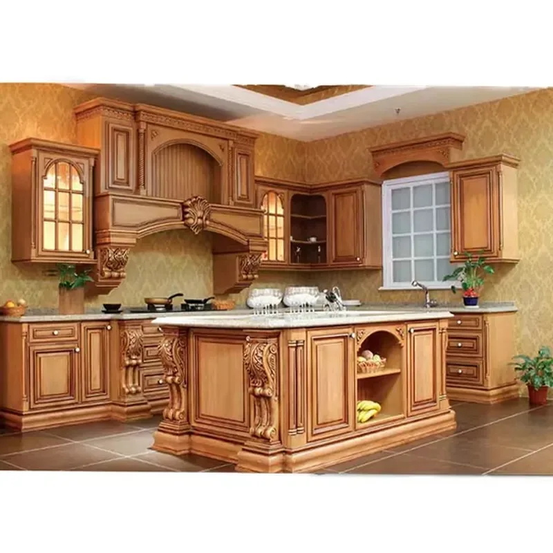 Modern American Style Kitchen Island High Quality Solid Wood Pure Acrylic Composite Stainless Steel Solid Surface Countertop