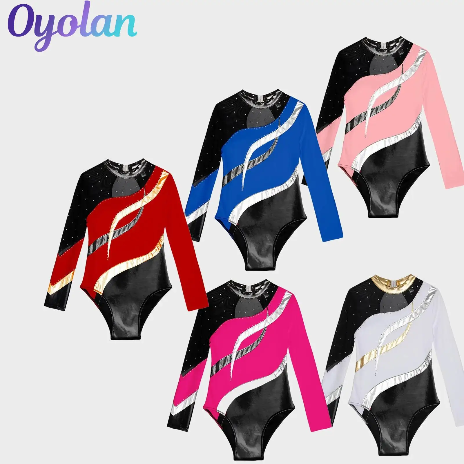 

Kids Girls Ballet Jersey Dance Costume Gymnastics Artistic Figure Skating Costumes Bronzing Tight Fitting Leotards Jumpsuit