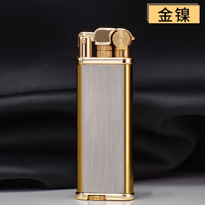 Retro High End Brass Kerosene Lighters Slim Mini Metal Grinding Wheel Lighter Weed Smoking Accessories Gadgets for Men Lighters