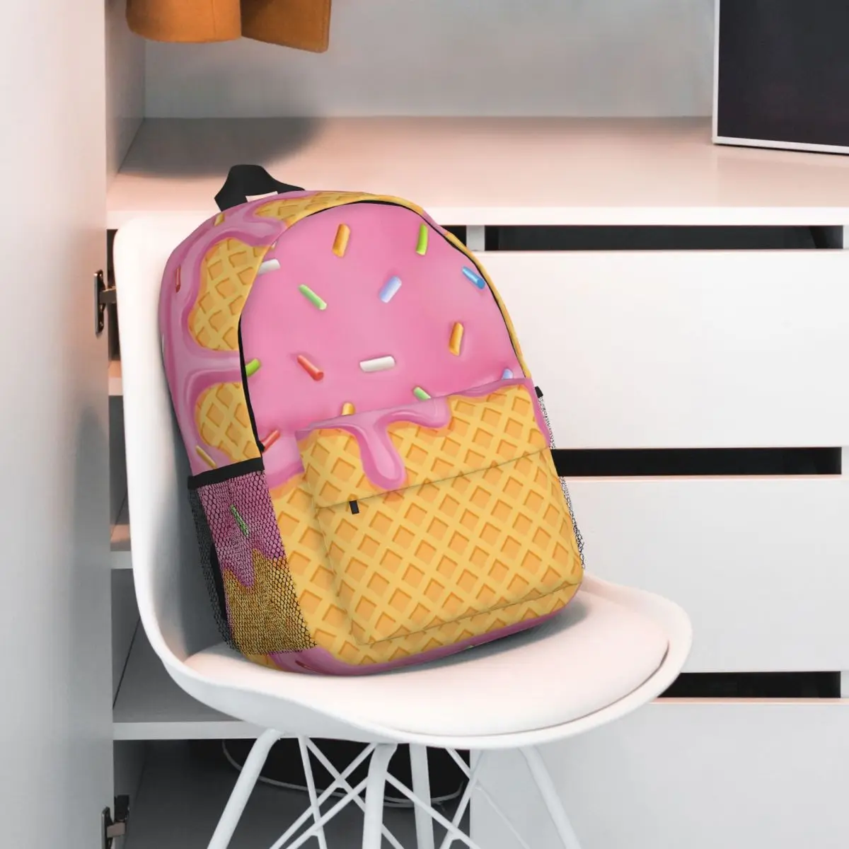 Strawberry Ice Cream Backpack Hot Sale Daypack Large Capacity Boys Girls BookBag Shoulder Bags for Men Women School Bag