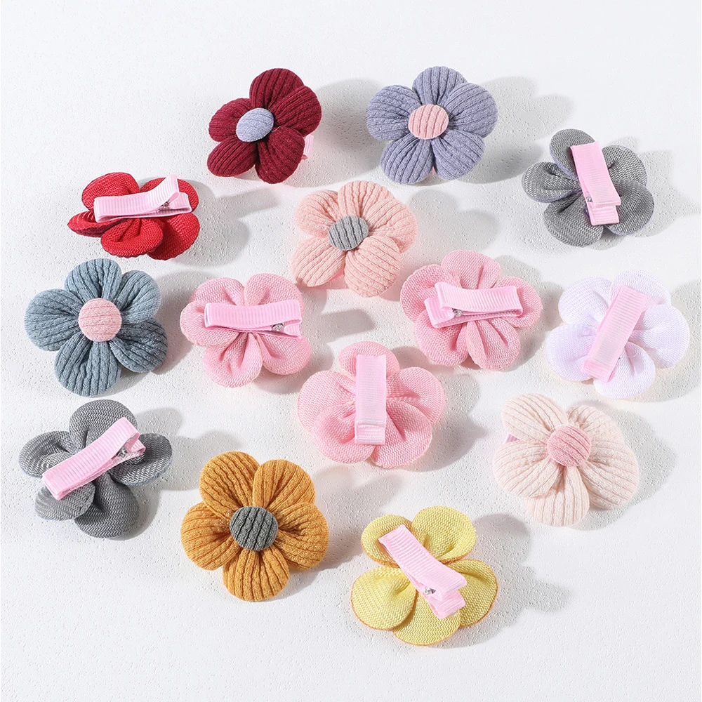 7/14Pcs Set Children Cute Fabric Flower Hair Clip Hair Accessories Sweet Girl Hairpins Baby Headdress Barrettes Kids Headwear