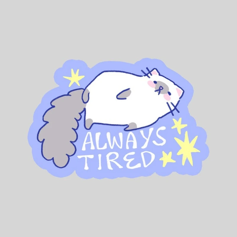 Water bottle sticker: forever sleepy cat, designed with humor and cuteness, suitable for laptops and other surfaces