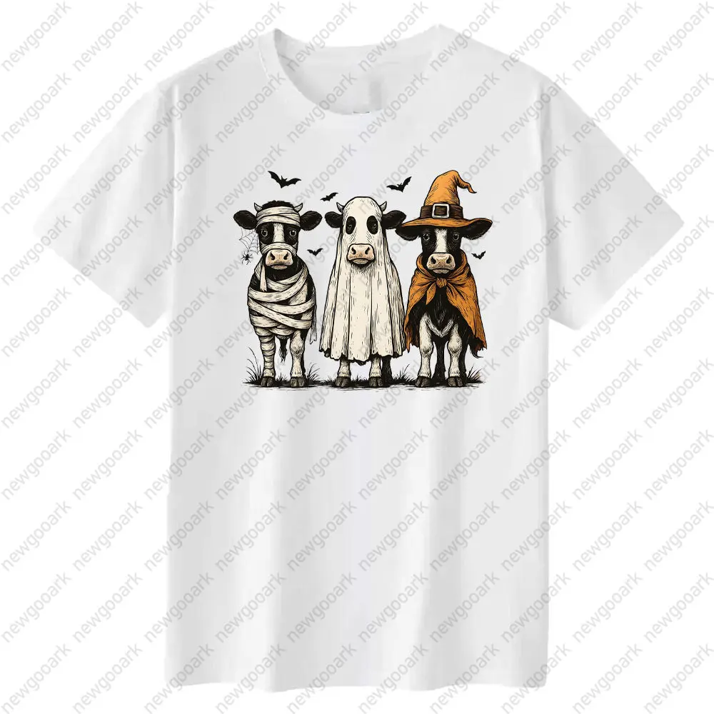 Bullsheet Funny Moo I Mean Boo Halloween Shirt Vintage Fashion Casual Woman Man Cotton Graphic T Shirts Camisetas Outdoors