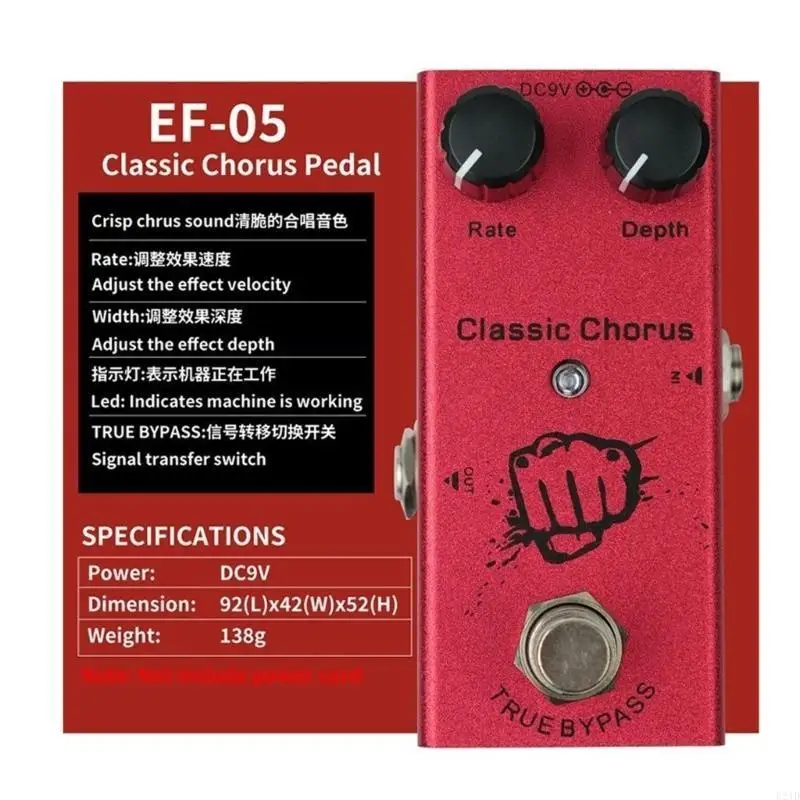 Pedal efeito guitarra elétrica 9V com 10 opções som Pedal pequeno efeitos guitarra
