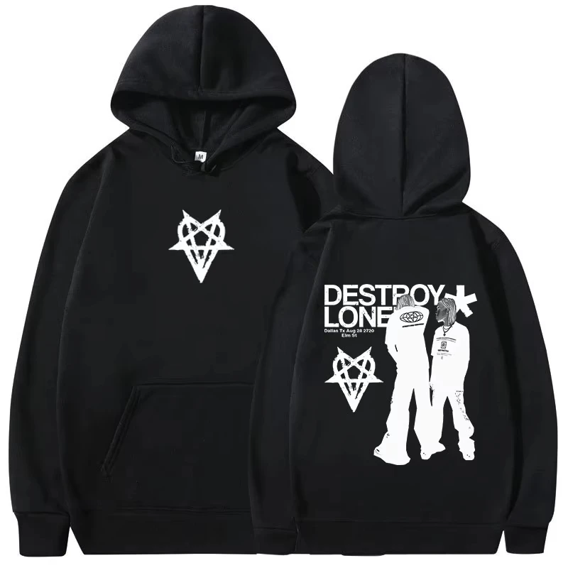 Rapper Destroy Lonely Hoodie  Fashion Hip Hop Vintage Sweatshirt Harajuku Casual Loose Gothic Long Sleeve Pullover Streetwear