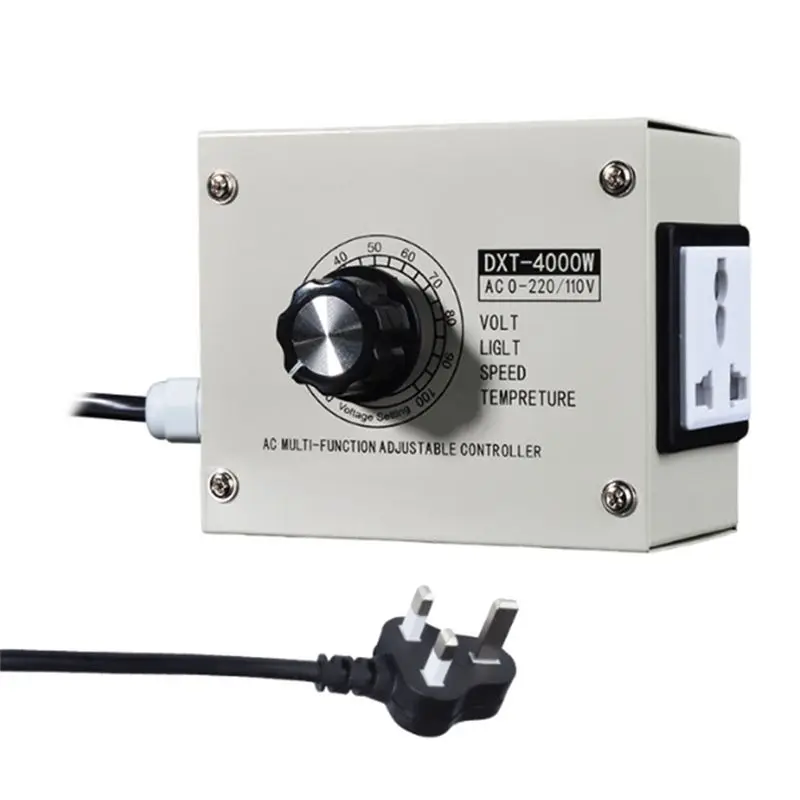 4000W Voltage Controller Adjustable SCR Dimmer UK Plug Stepless Variable Speed Voltage Regulator-AC17