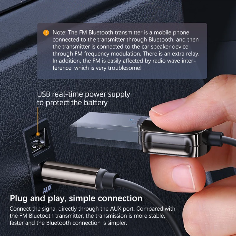 Imagem -06 - Adaptador Bluetooth 5.0 para Receptor de Carro Usb para Jack de 35 mm Áudio do Carro Mãos Livres Novo