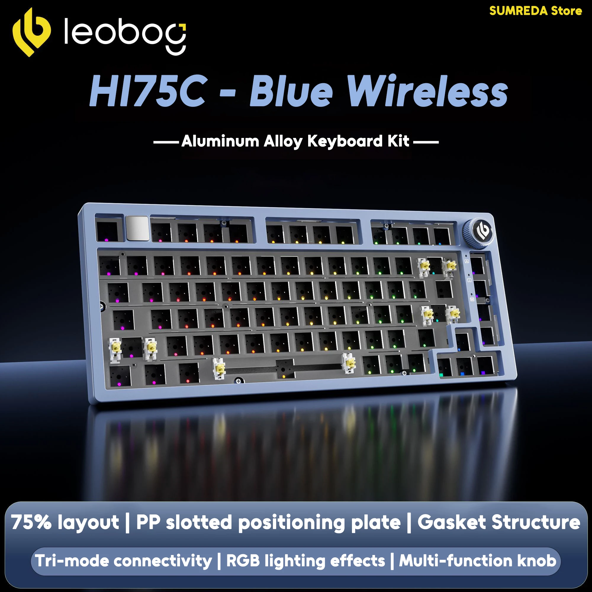 Leobog Hi75C Hi75C Pro Aluminium Draadloos Gaming Custom Mechanisch Toetsenbord Kit 75% Bluetooth 2.4G Bedraad Hotswap Gamer Toetsenbord