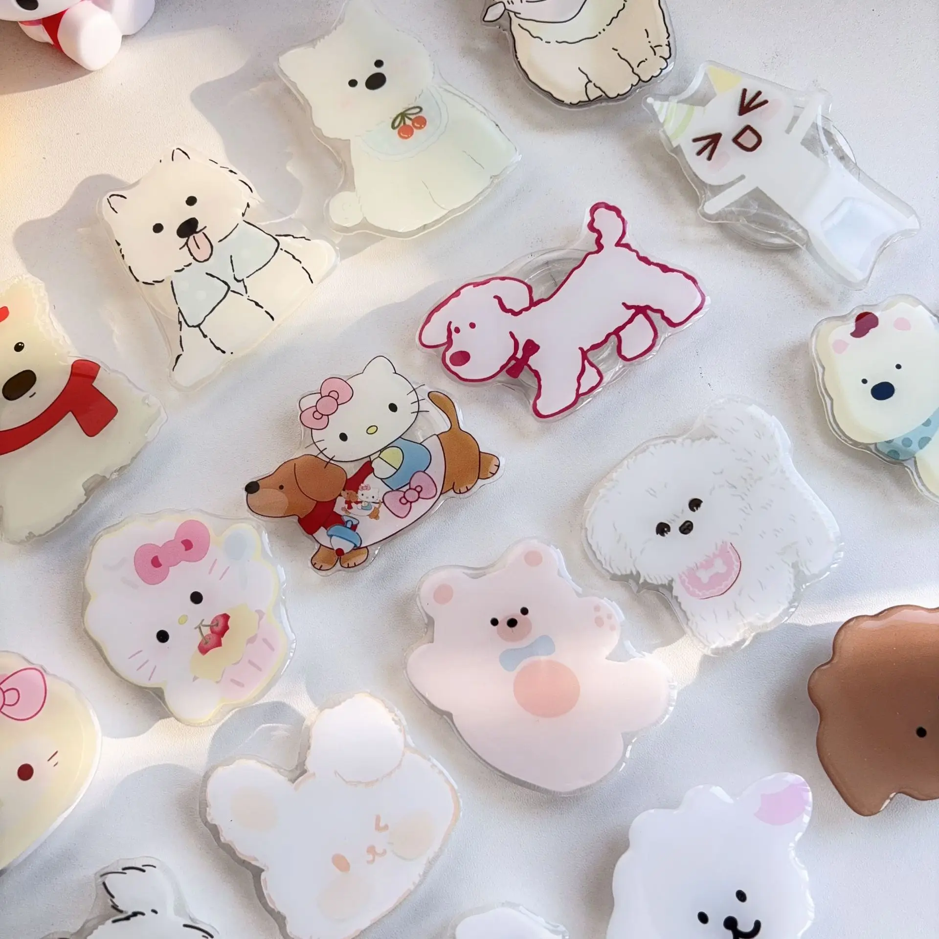 حامل كلب المرتفعات الغربية الملون باللون الكريمي مناسب لأي حامل وسادة هوائية للهاتف المحمول لاصق لسطح المكتب الكسول #4