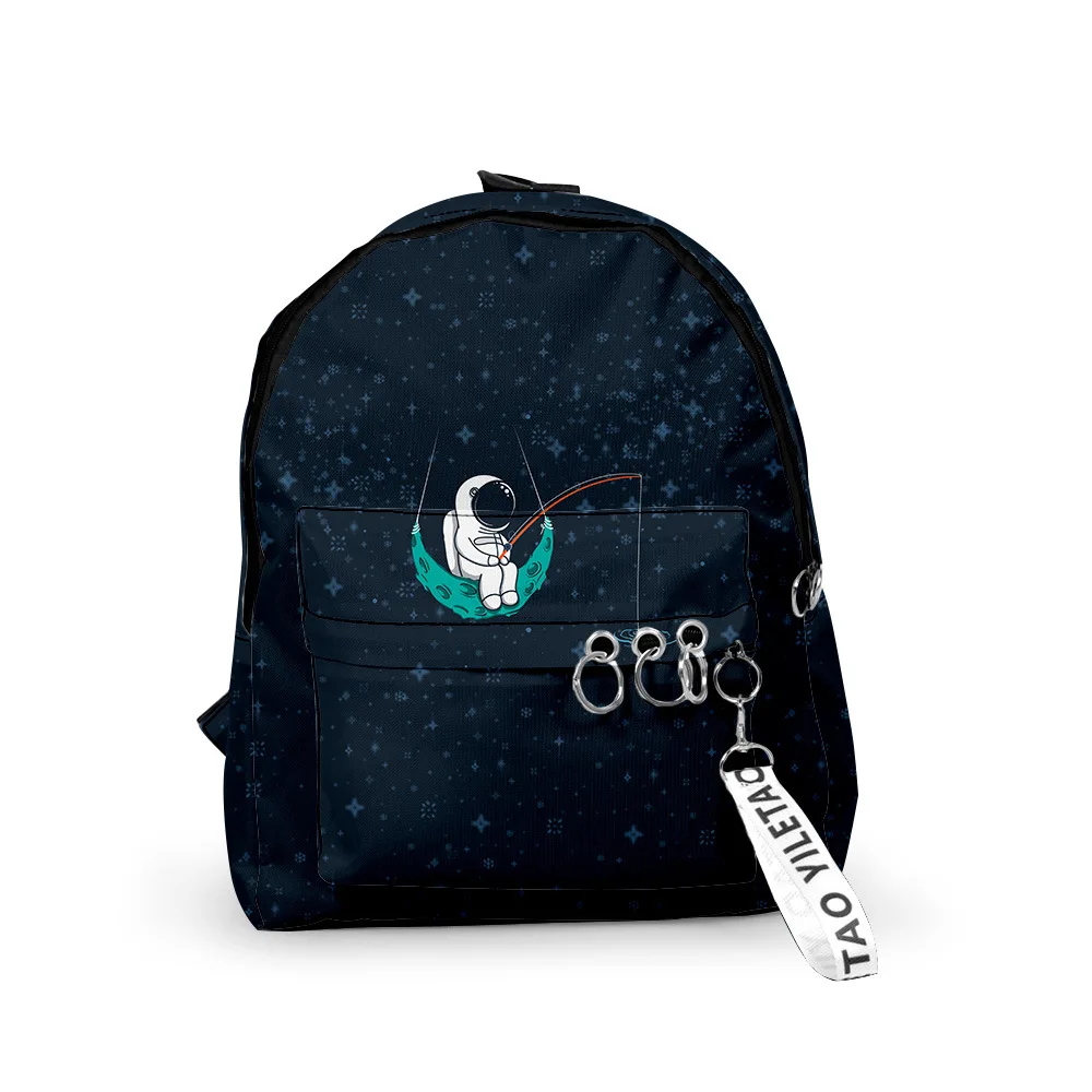 

Trendy Popular astronaut Backpacks Boys/Girls pupil School Bags 3D Print Keychains Oxford Waterproof Cute Small Backpacks