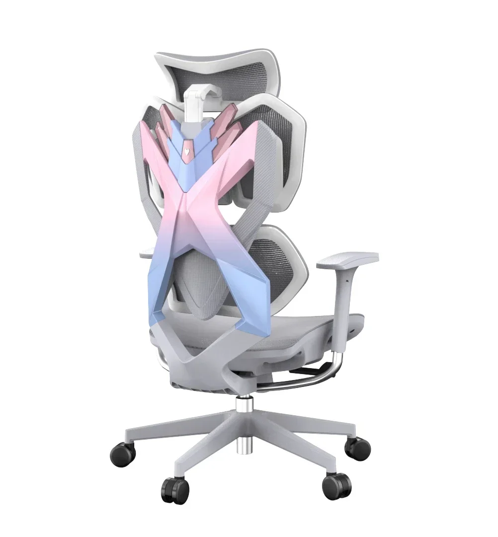 High Quality Double Jointed Adjustable Headrest Mesh Fabric Gray Pink Office Computer Scorpion Pc Gaming Chair For Women