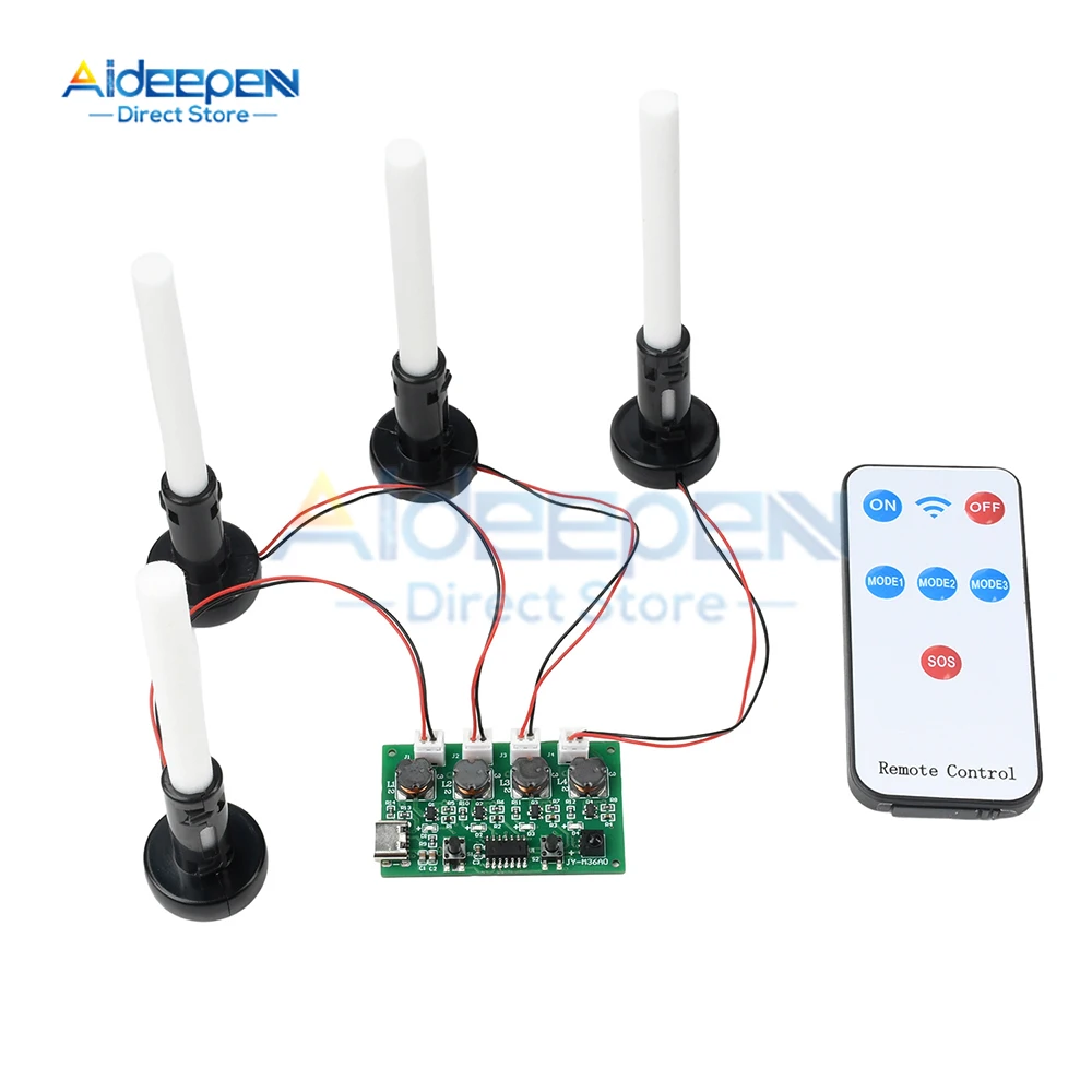 Modul Pelembap Mini DC 5V Remote Control Inframerah Empat Semprotan Modul Pelembap Udara Alat Penyemprot Ultrasonik Papan Sirkuit Pembuat Kabut