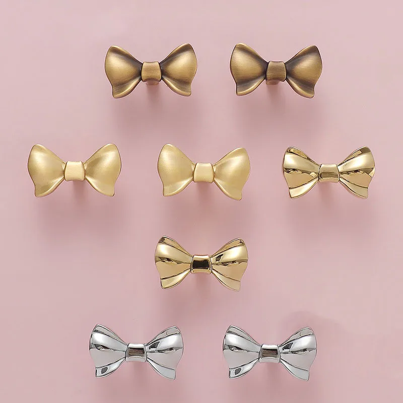 Brass Bow Wardrobe Handle All Copper Gold Chrome-plated Simple Drawer Handle Wardrobes/cabinets/drawers Pull Handle Single Hole