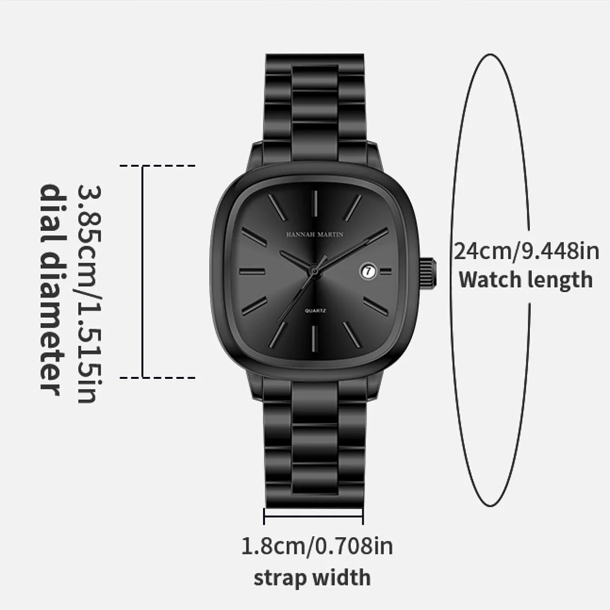 Japanese Movement Square Fashion Stainless Steel Strap Original Business Style Silver Black Waterproof 3Bar Quartz Watch for Men