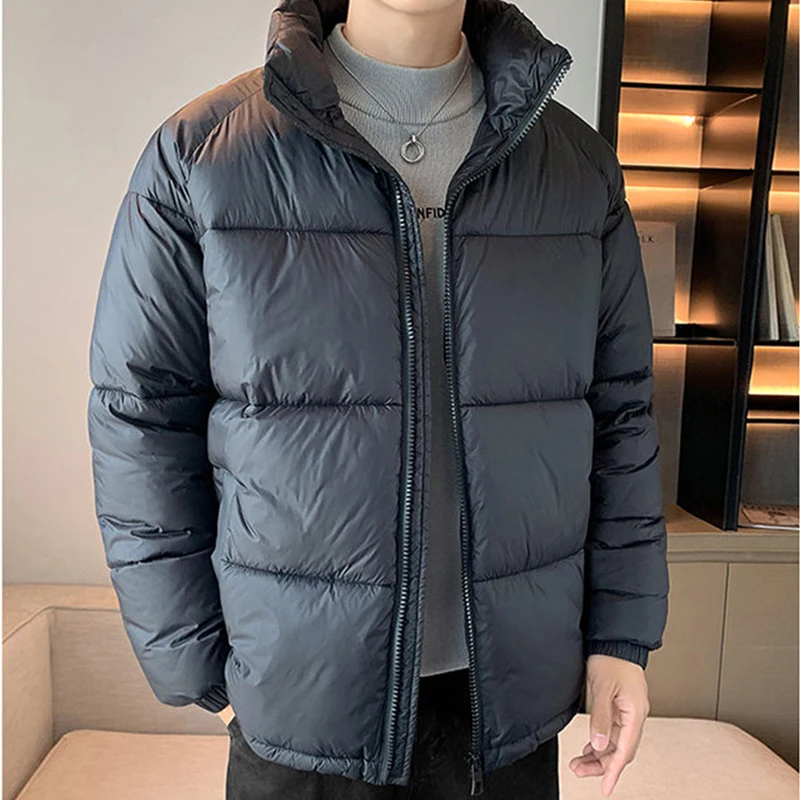 

Black Color Stand Collar Duck Down Jackets 2025 Autumn Winter Men's Windproof Puffer Coats Outwear Warm Padded Tops Clothing