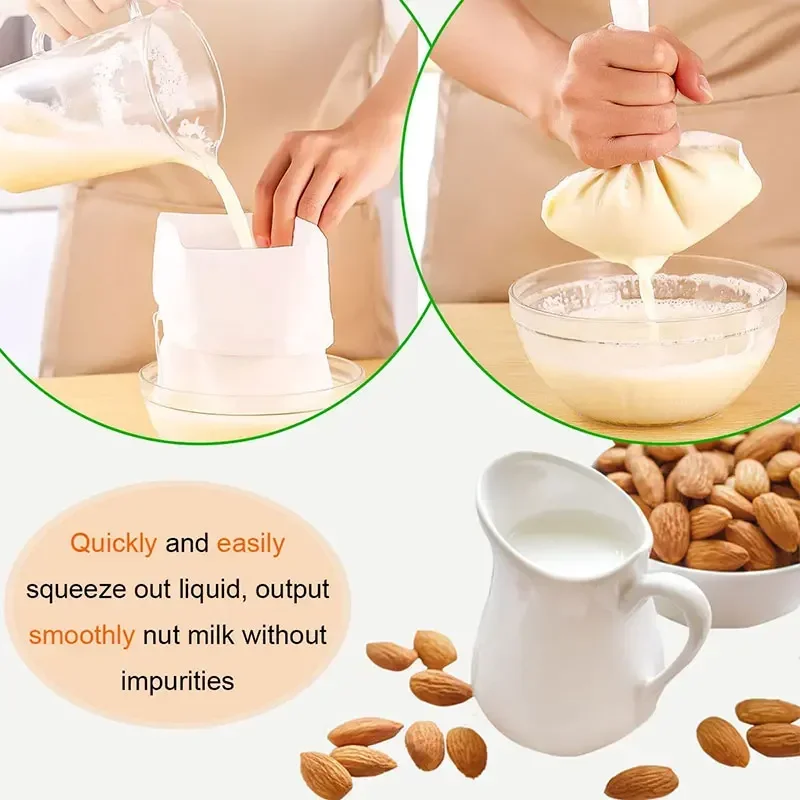 Soy Milk Wine Filter Bag Nut Milk Bag Tea Coffee Oil Yogurt Filter Net for Brewing Reusable Kitchen Food Filter Bags Strainer
