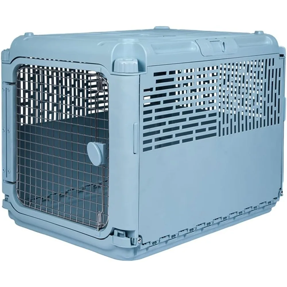 

SPORT PET Plastic Kennels Rolling Plastic Wire Door Travel Dog Crate, Collabsible Kennel, 22.1" L x 23.3" W x 30.6" H