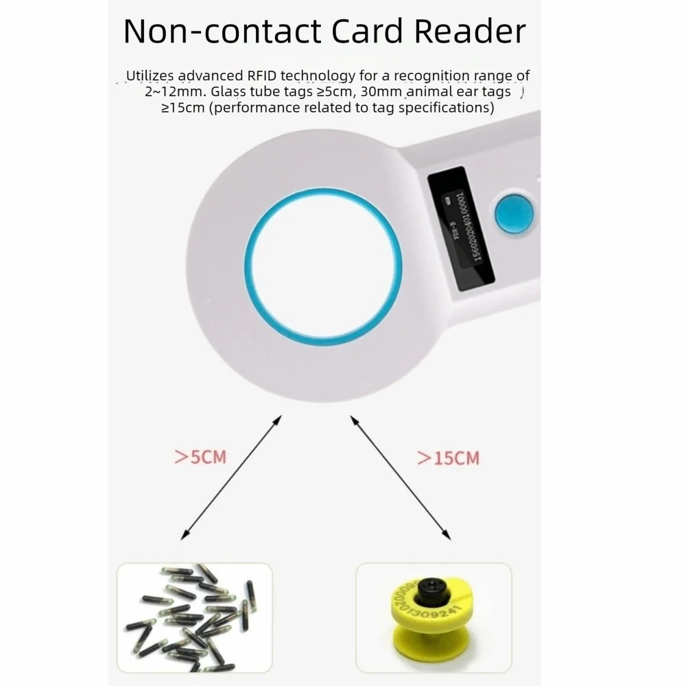 Handheld Pet ID Detection Portable Rechargeable Animal RFID Reader Data Storage Bluetooth Connectivity Pet Microchip Reader Farm
