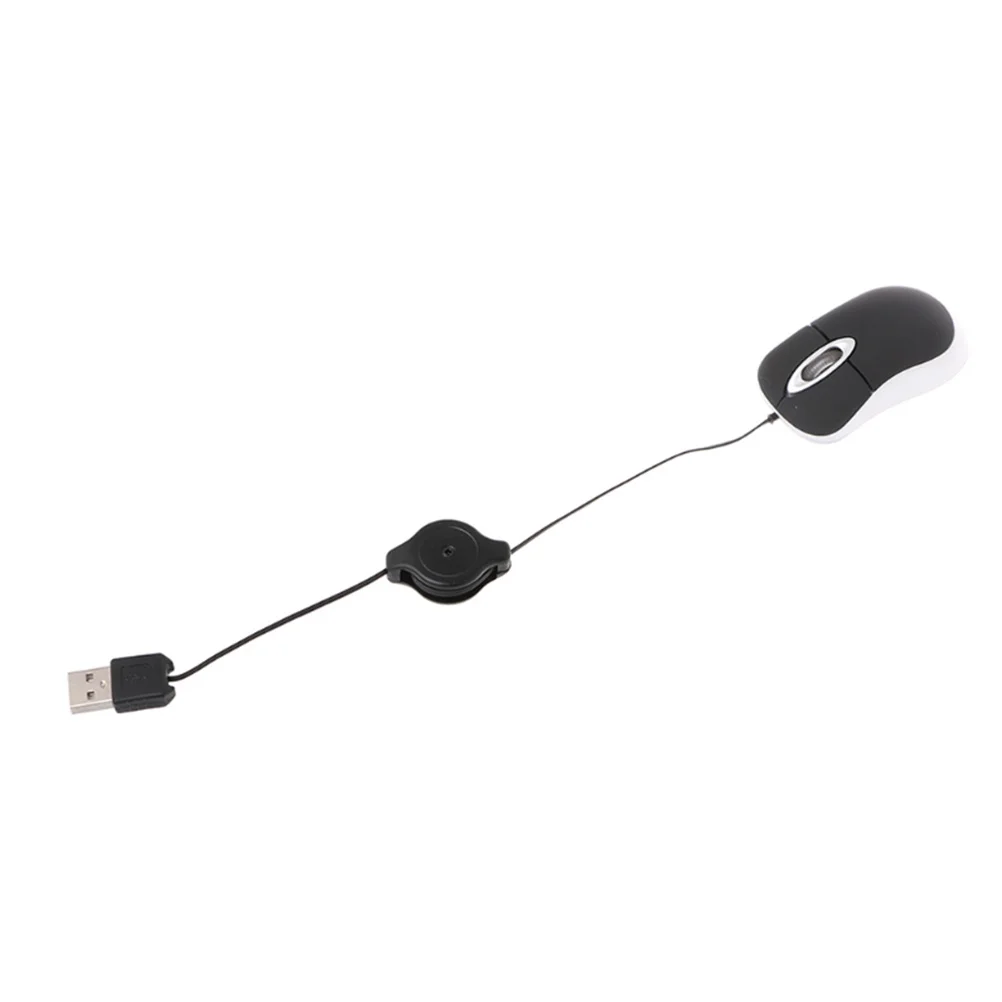 

2Pcs USB Optical Mouse Retractable Cord Ergonomic Design for Both Hands Travel Laptop Case Compatible USB Mouse